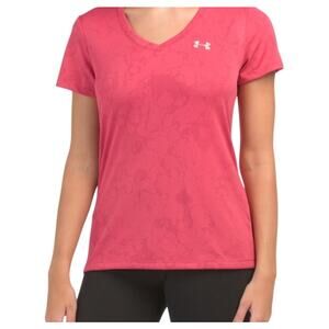 Under Armour Impulse Pink V-Neck Short Sleeve Heatgear Top Women's Size L